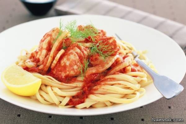 اسپاگتی با ماهی | طرز تهیه اسپاگتی با ماهی