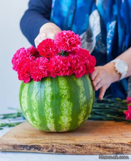 درست کردن گلدان , گلدان هندوانه ای در خانه بسازید