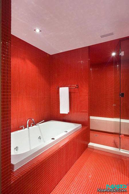 دکوراسیون حمام با تایل های سرامیکی کوچک + تصاویر