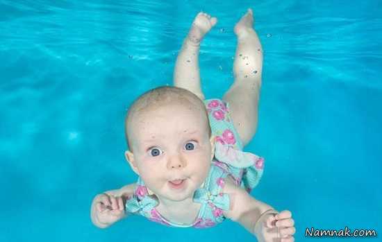 شنای نوزادان 3 ماهه زیر آب! + تصاویر