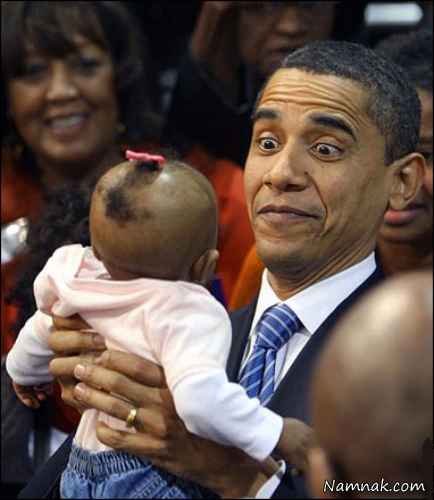 شکلک درآوردن اوباما برای بچه ها! + تصاویر
