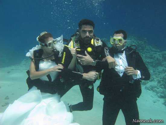 جشن عروسی زوج خبرنگار زیر دریا + تصاویر
