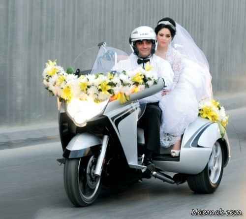 عکس بسیار جالب از عروس و داماد موتور سوار