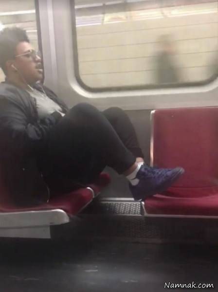 ترفند جالب یک زن برای ادب کردن پسر جوان در مترو! + عکس