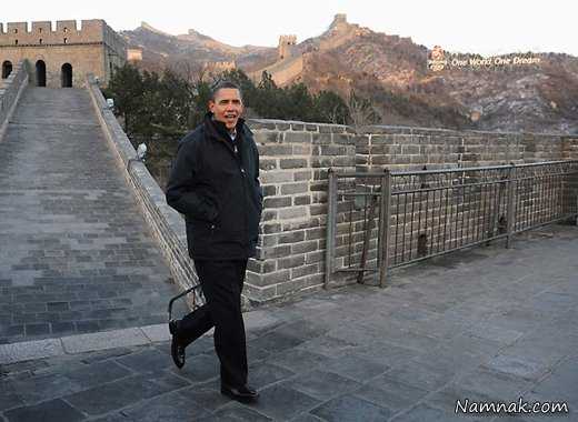 باراک اوباما و جان کری روی  دیوار چین + عکس