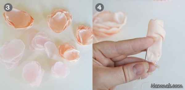آموزش تصویری ساخت گل رز پارچه ای