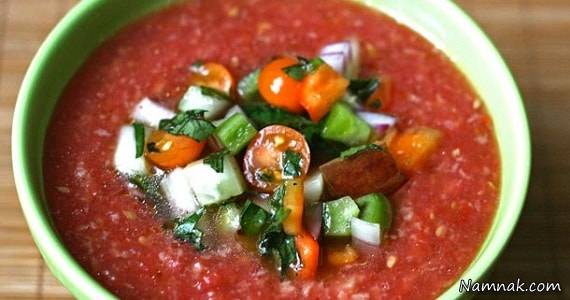 سوپ گوجه فرنگی | طرز تهیه سوپ گوجه فرنگی سرد (Gazpacho)