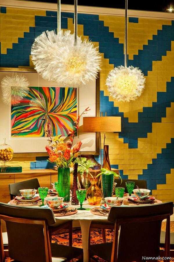 اتاق غذاخوری | تغییر و طراحی دکوراسیون اتاق غذاخوری مدرن با ترکیب رنگ شاد