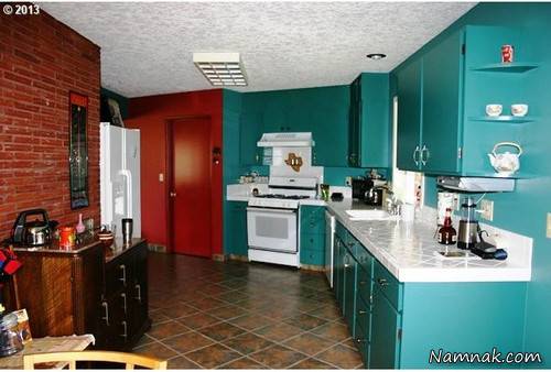 کابینت آشپزخانه به رنگ سبز آبی کف دریایی + تصاویر