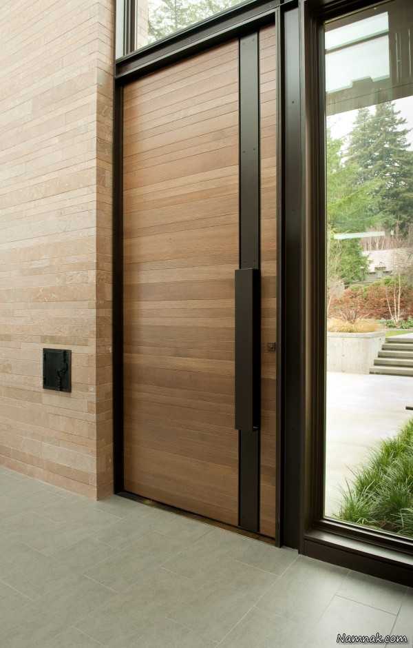40 مدل و طرح درب ورودی چوبی مدرن