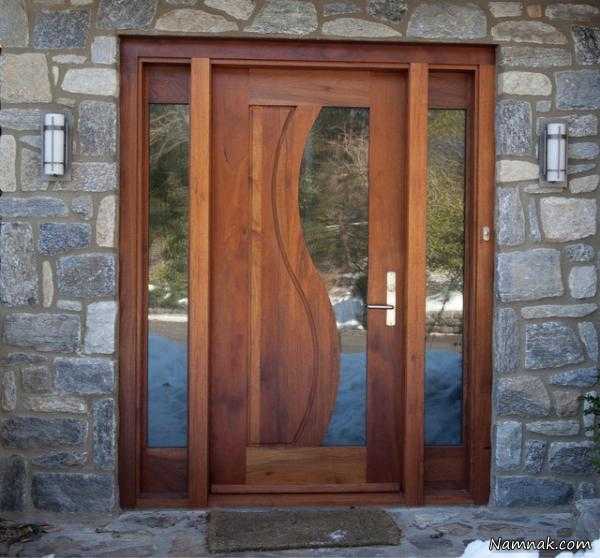 40 مدل و طرح درب ورودی چوبی مدرن