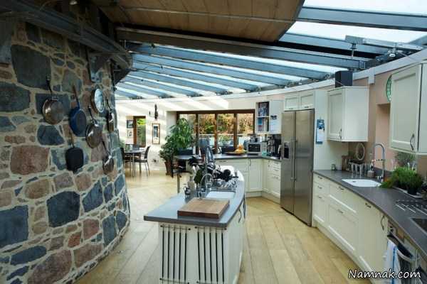 دکوراسیون آشپزخانه | جدیدترین کابینت و دکوراسیون آشپزخانه مدرن 2016 با دیوارهای سنگی