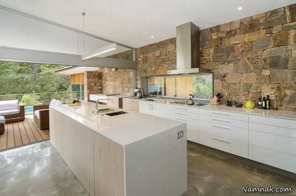 دکوراسیون آشپزخانه | جدیدترین کابینت و دکوراسیون آشپزخانه مدرن 2016 با دیوارهای سنگی