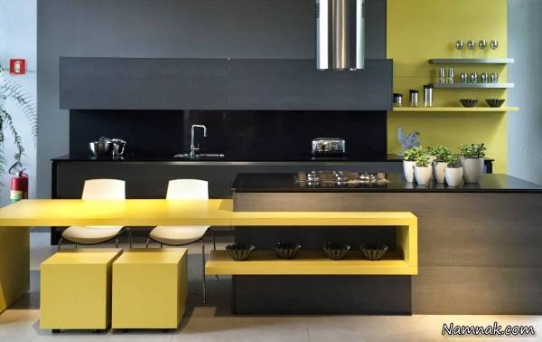 کابینت زرد , دکوراسیون و مدل کابینت آشپزخانه جدید 2017