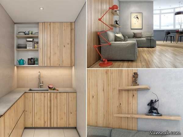 تزیین دکوراسیون داخلی خانه با پانل های چوبی + تصاویر