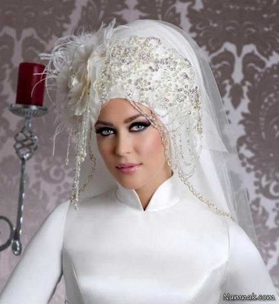 تور عروس | جدیدترین تاج و تور عروس 2016  لباس عروس محجبه