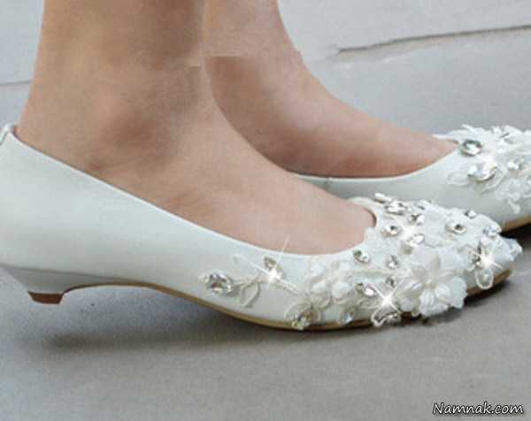 کفش سفید عروس | جدیدترین مدلهای کفش سفید عروس پاشنه کوتاه 2016