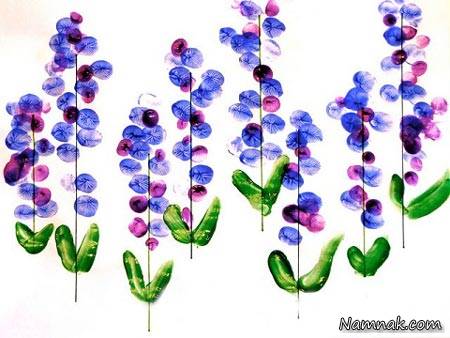 آموزش نقاشی گل سنبل با رنگ انگشتی