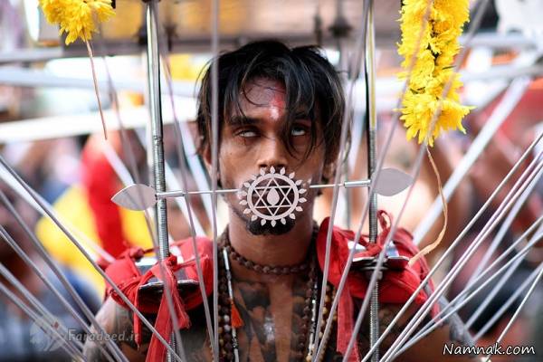 تصاویر دلخراش و ترسناک جشنواره هندوها در مالزی (18+) 