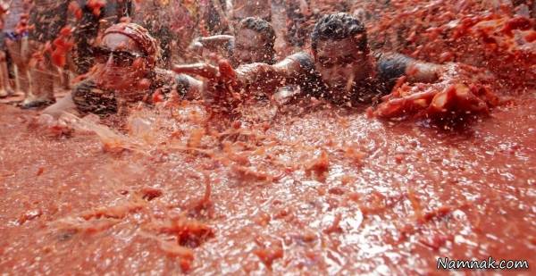 جشن پرتاب گوجه فرنگی در اسپانیا + تصاویر