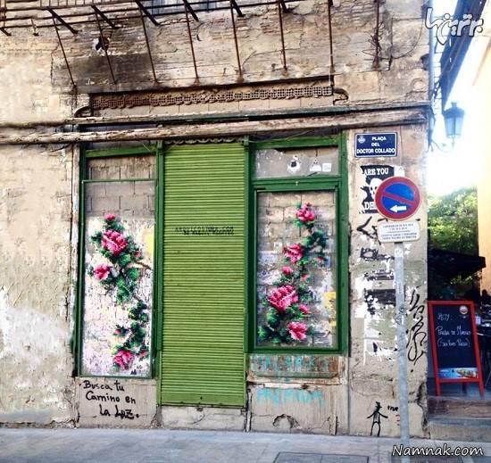 تزیین خیابان ها با نخ های گلدوزی در اسپانیا! + تصاویر