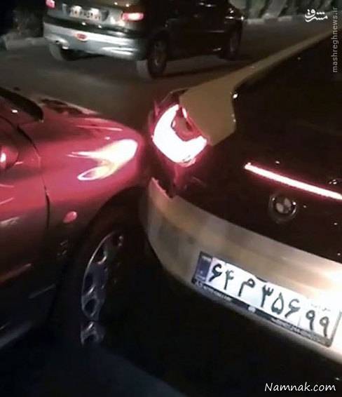 تصادف جزئی BMW و خسارت 200 میلیونی در تهران + عکس