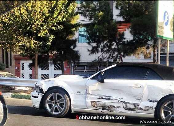 تصادف خودرو فورد موستانگ در تهران + عکس