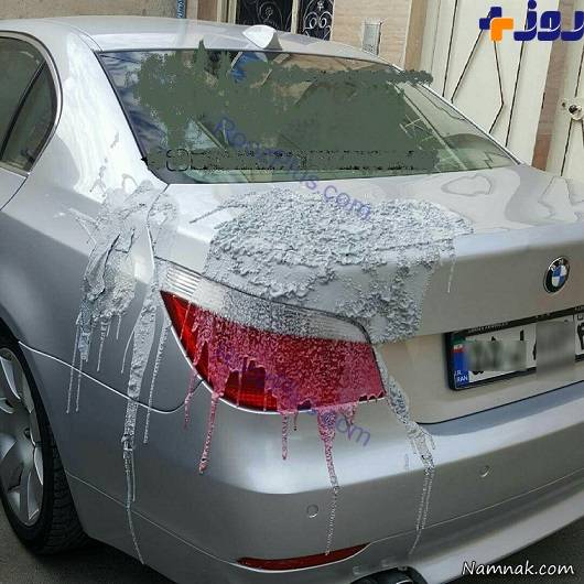 اسیدپاشی روی یک خودروی لوکس در تهران + عکس