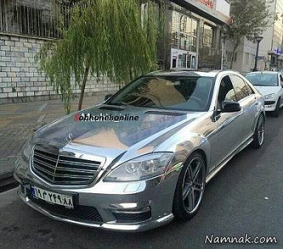 مرسدس بنز S500 با بدنه تمام کروم در تهران + تصاویر