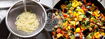 طرز تهیه اسپاگتی با سس راتاتوی - اسپاگتی سبزیجات | ایران کوک