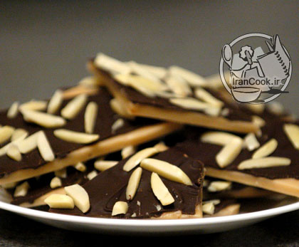 تافی شکلاتی - طرز تهیه تافی شکلاتی با روکش بادام | ایران کوک