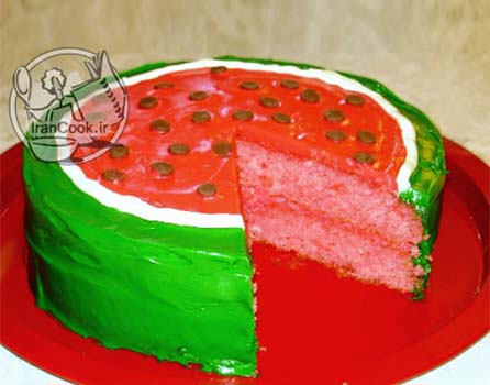 کیک هندانه - طرز تهیه ژلو کیک هندانه با تزیین خامه و باتر کرم | ایران کوک