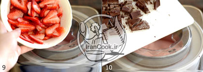 چیزکیک بستنی - طرز تهیه بستنی چیز کیک توت فرنگی و شکلات | ایران کوک