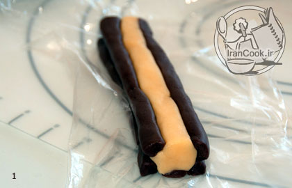 بیسکوییت شکلاتی - طرز تهیه بیسکوییت دو رنگ مدل خرس پاندا | ایران کوک