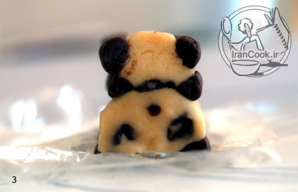 بیسکوییت شکلاتی - طرز تهیه بیسکوییت دو رنگ مدل خرس پاندا | ایران کوک