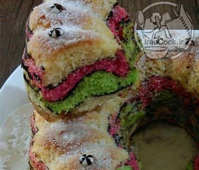 طرز تهیه کیک موج دار رنگین کمان | ایران کوک