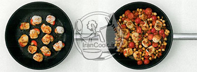 طرز تهیه صدف (گوش ماهی) با سوسیس و نخود | ایران کوک