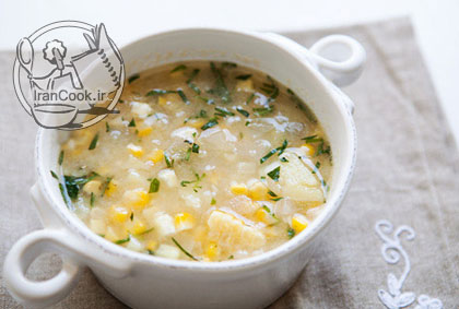 سوپ سبزیجات - طرز تهیه سوپ ذرت و سیب زمینی | ایران کوک