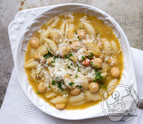طرز تهیه سوپ پاستا و نخود- سوپ پاستای ایتالیایی - سوپ ساده و خوشمزه |ایران کوک