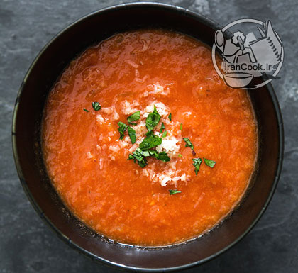 سوپ گوجه فرنگی - طرز تهیه سوپ گوجه فرنگی و نان تست | ایران کوک