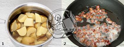 سیب زمینی کبابی - طرز تهیه سیب زمینی کبابی با کالباس و پنیر | ایران کوک