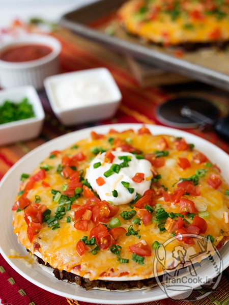 طرز تهیه پیتزا مکزیکی- پیتزای دولایه با نان تورتیلا- پیتزا مکزیکی چیلی| ایران کوک