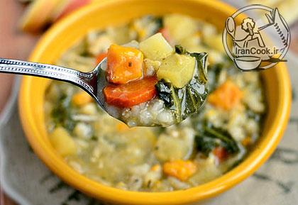 سوپ جو - طرز تهیه سوپ جو رژیمی با مرغ و سبزیجات | ایران کوک