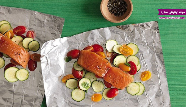	دستور پخت فیله ماهی سالمون و سبزیجات در فر + انواع ماهی | وب 