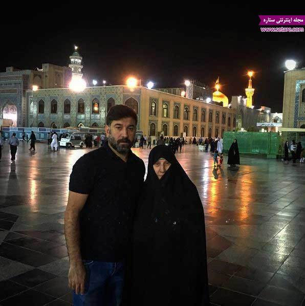 	عکس علی انصاریان و مادرش در مشهد