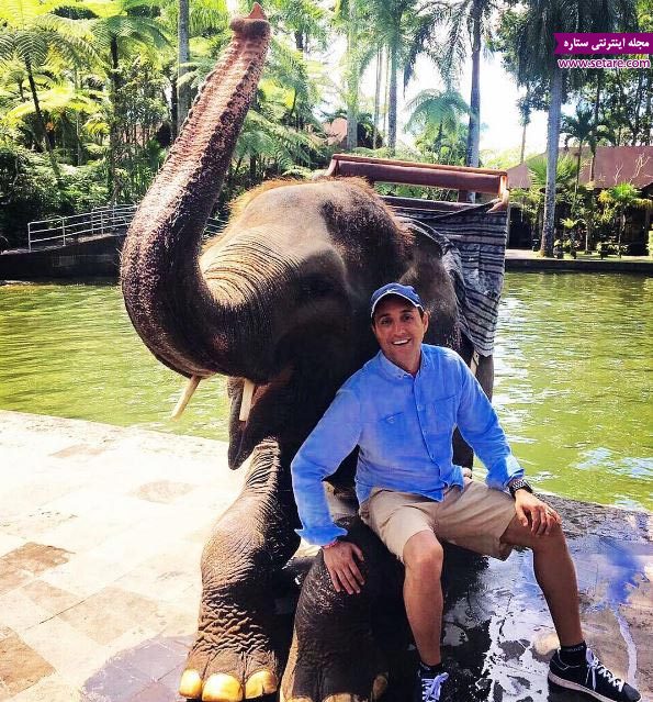 	عکس امیرحسین رستمی در کنار یک فیل