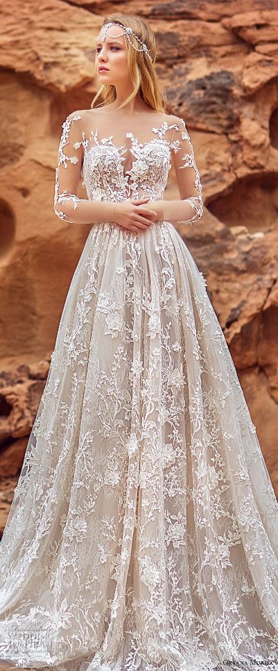 لباس عروس 2018؛ لباس عروس بدنما و طرح شکوفه دار | وب 