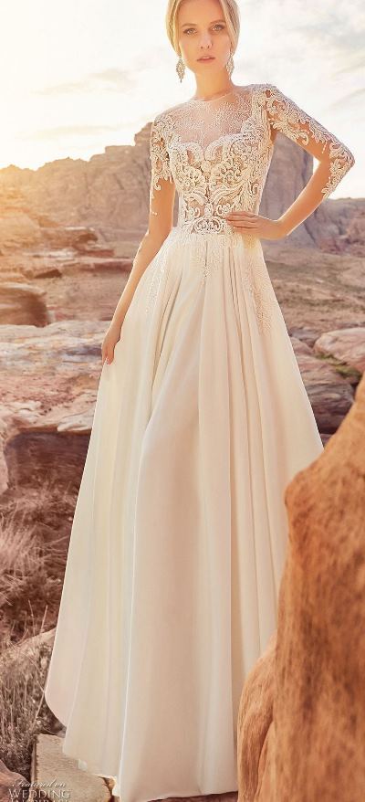 لباس عروس 2018؛ لباس عروس بدن نما و طرح شکوفه دار | وب 