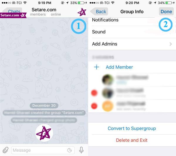 	آموزش تصویری تبدیل گروه به سوپر گروه در تلگرام نسخه (ios) | وب 