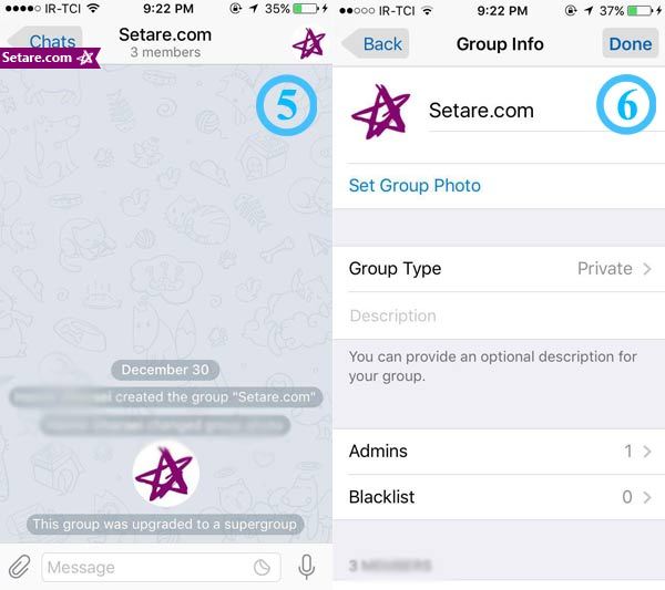 	آموزش تصویری تبدیل گروه به سوپر گروه در تلگرام نسخه (ios) | وب 